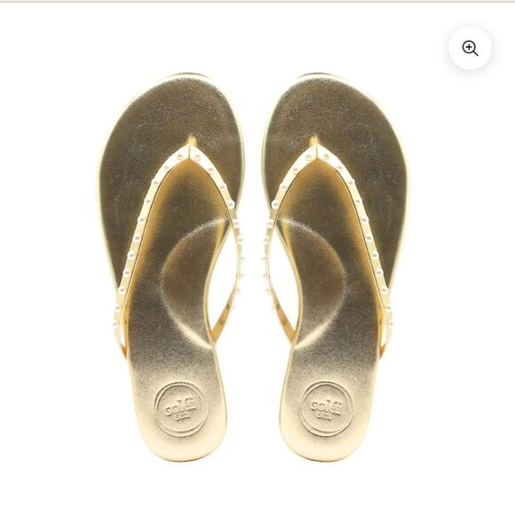 NWOT Soléi Sea Gold Pearl-Embellished INDIE SOLID METALLIC GOLD WITH PEARLS - Picture 3 of 13